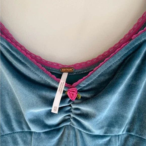 Free People Blue Velvet Rose Marie Mini Dress XS - Picture 7 of 11
